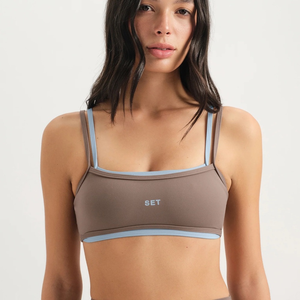 SET Active Brown and Blue Sports Bra